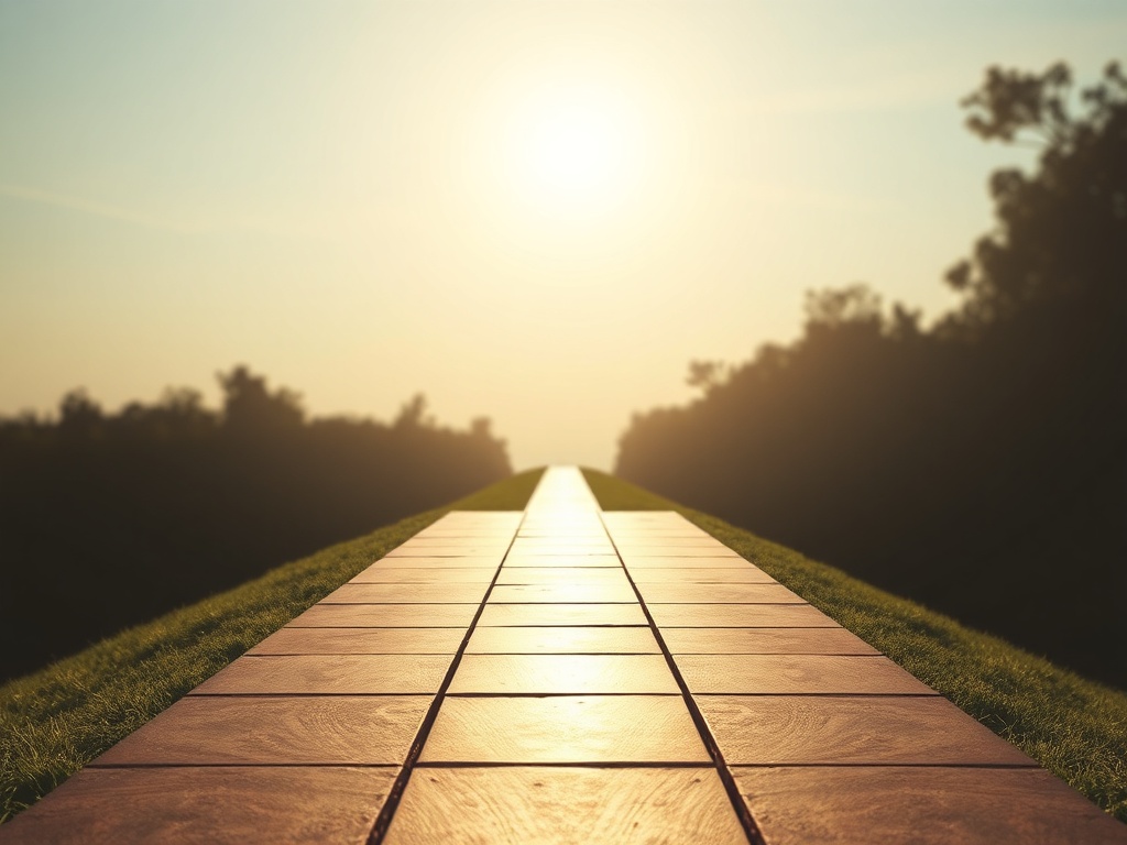 subtle upward path symbolizing progress, soft light, calm hopeful mood