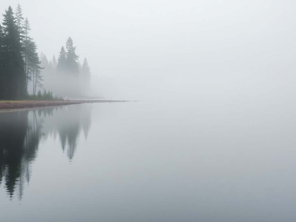 quiet misty river reflective calm Atlantic Canada solitude