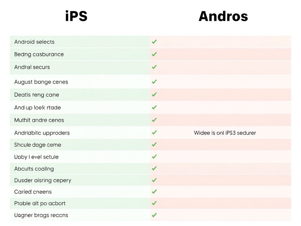A comparison chart of iOS and Android features