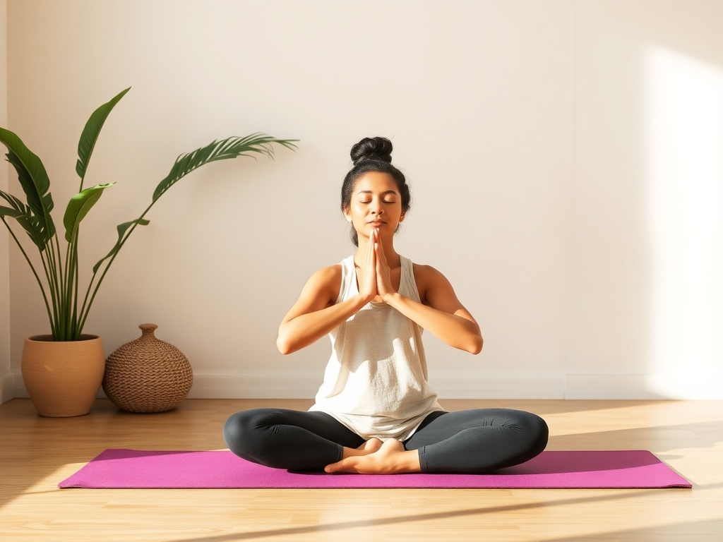 A parent practicing yoga alone in the morning, taking time for self-care
