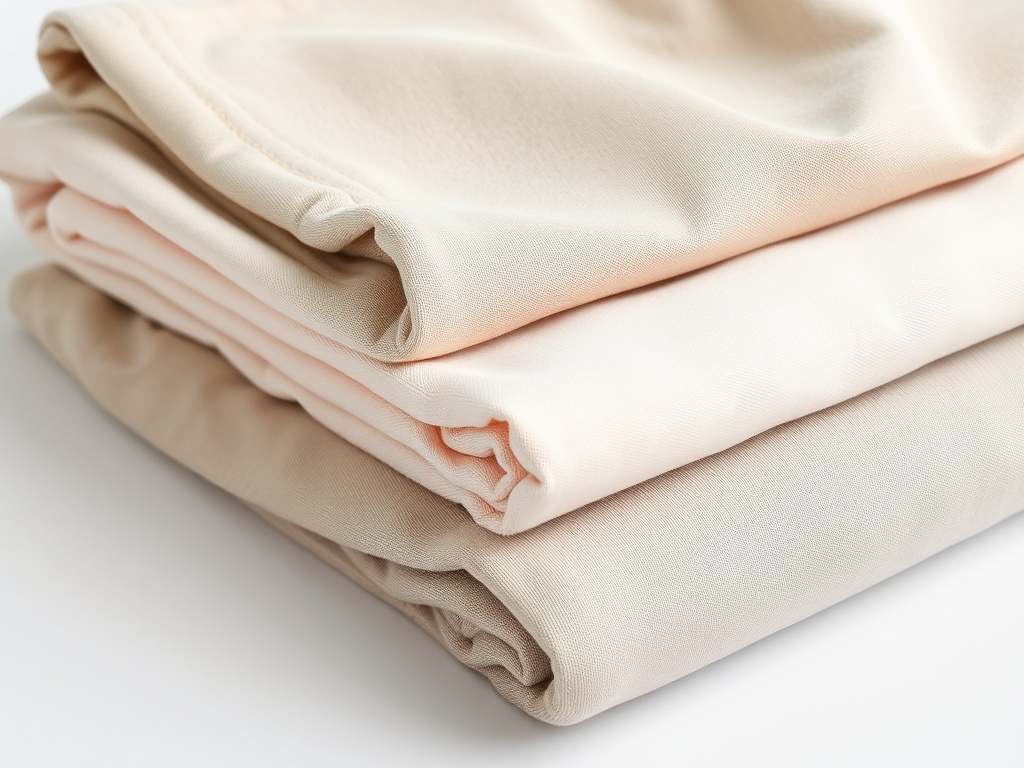 high-quality basics clothing folded neatly, neutral tones, premium texture