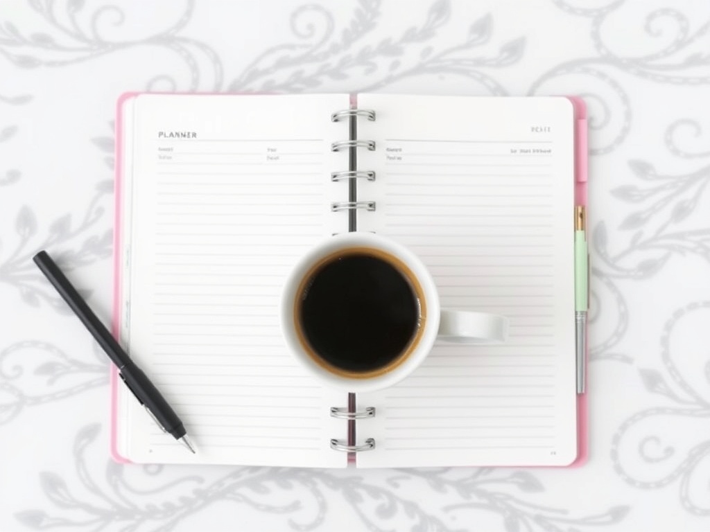 a simple yet effective morning routine involving a cup of coffee and a planner