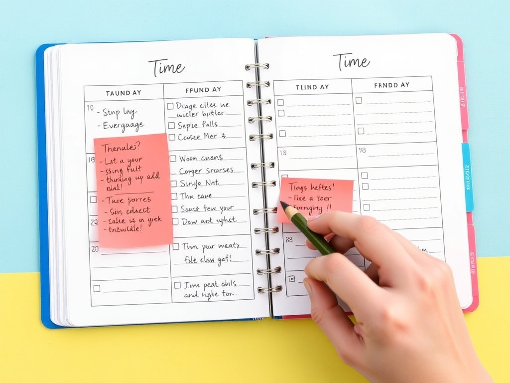 a time management planner with lists and goals