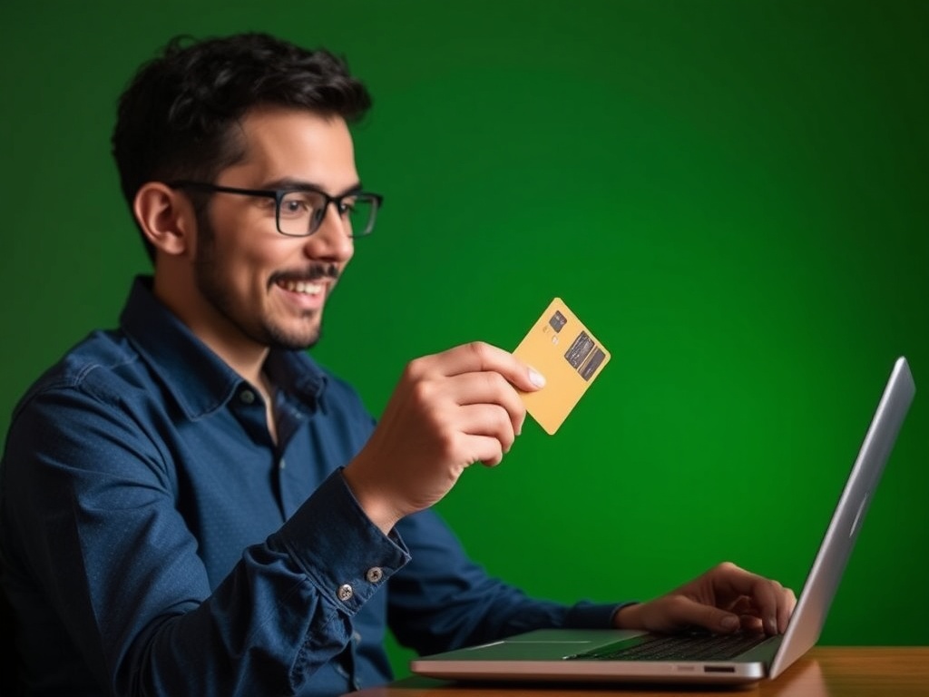 A person paying off credit card debt online.