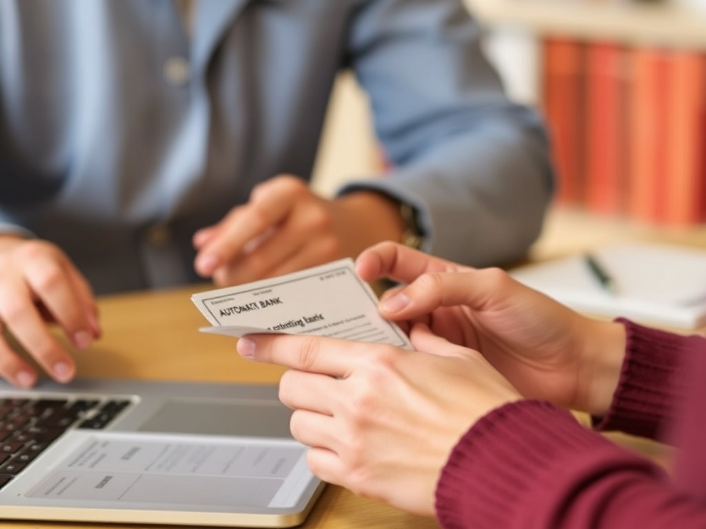 A person setting up automatic bank transfers for savings.