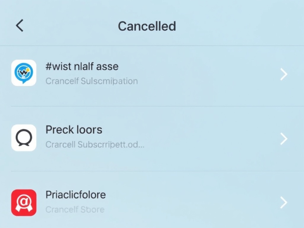A phone screen showing multiple app subscriptions being canceled.
