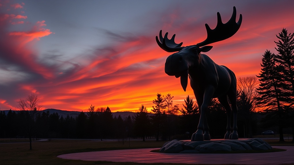 Catching the Sunset Over the Mac the Moose Statue