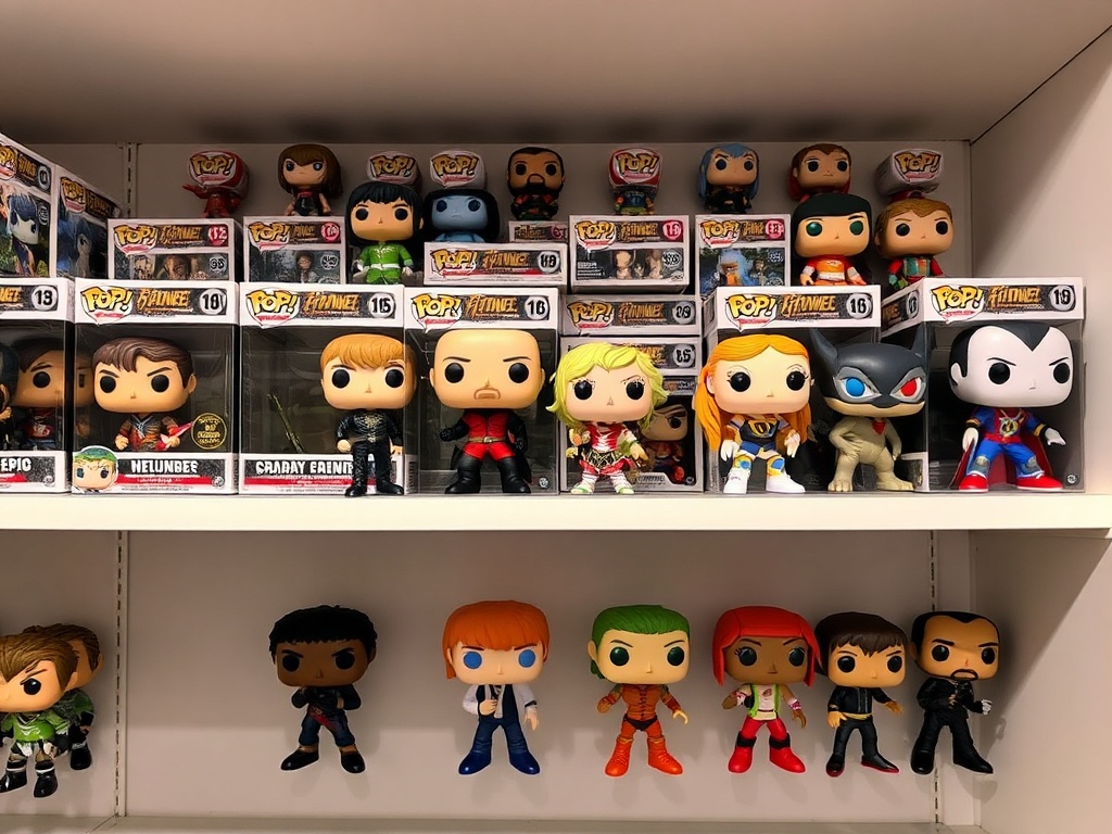Funko Pop! figures collection on a shelf