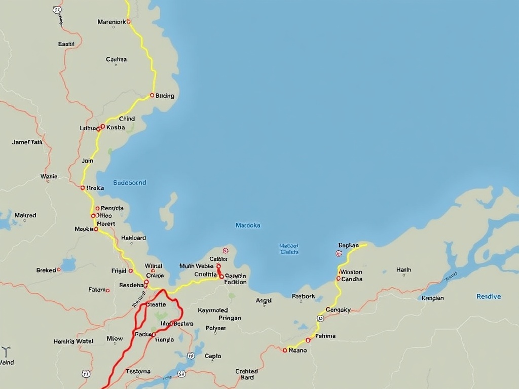 A detailed map of Muskoka with highlighted hiking trails, lakes, and towns