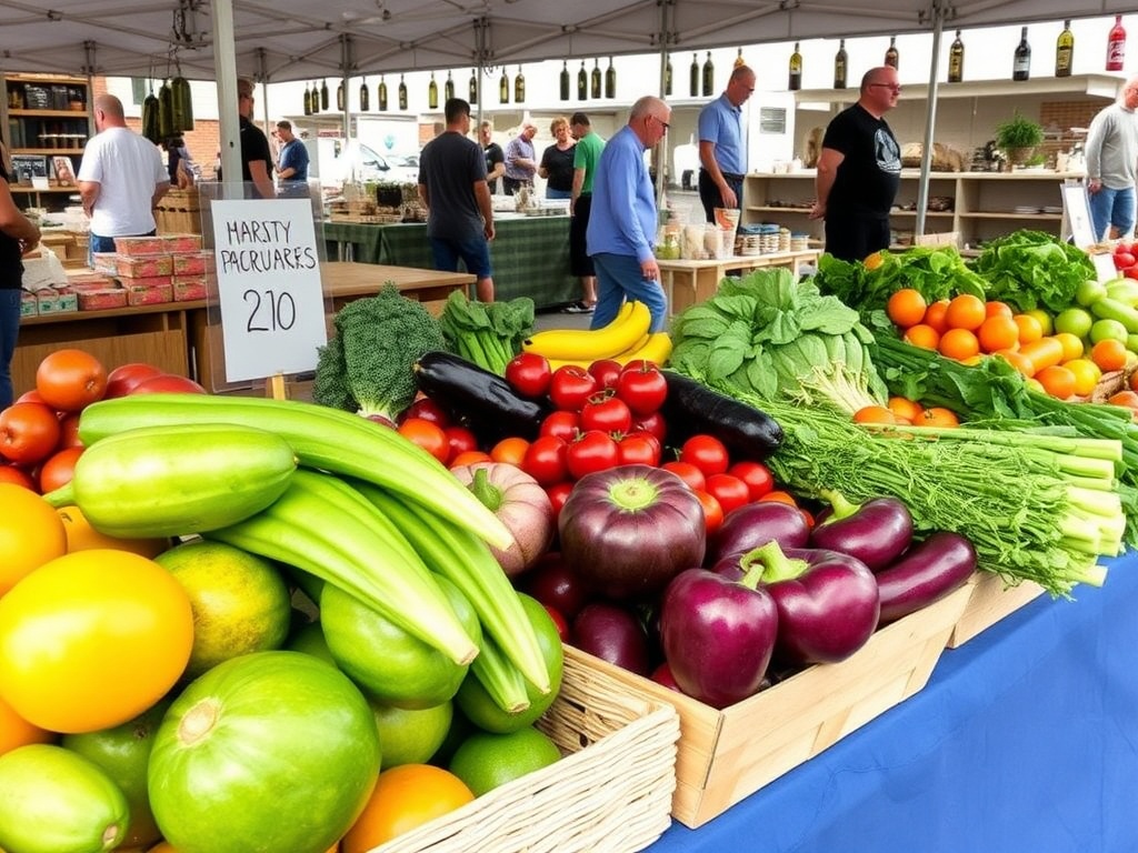 Fresh produce at a Muskoka farmers market with artisanal food stalls
