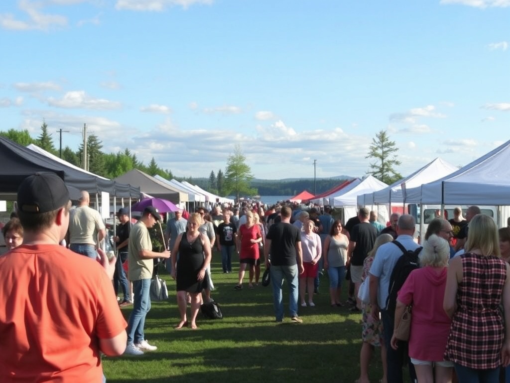Local festival in Muskoka with live music and market stalls