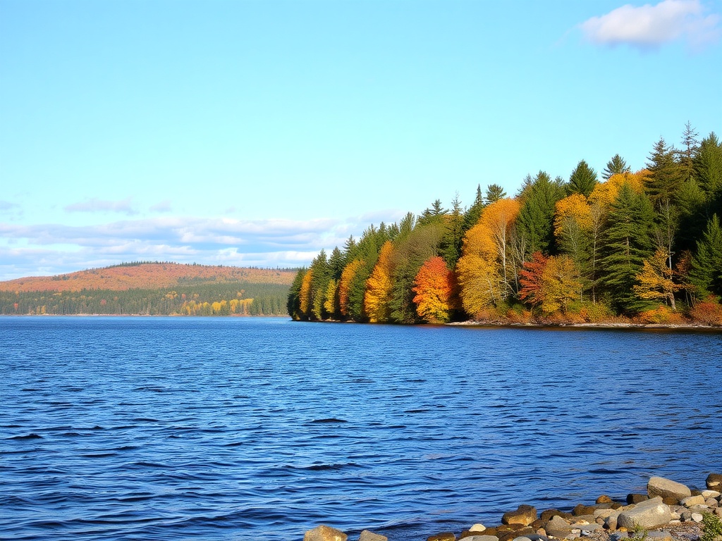 Scenic Muskoka landscape showing a lake and autumn foliage, inviting return visits