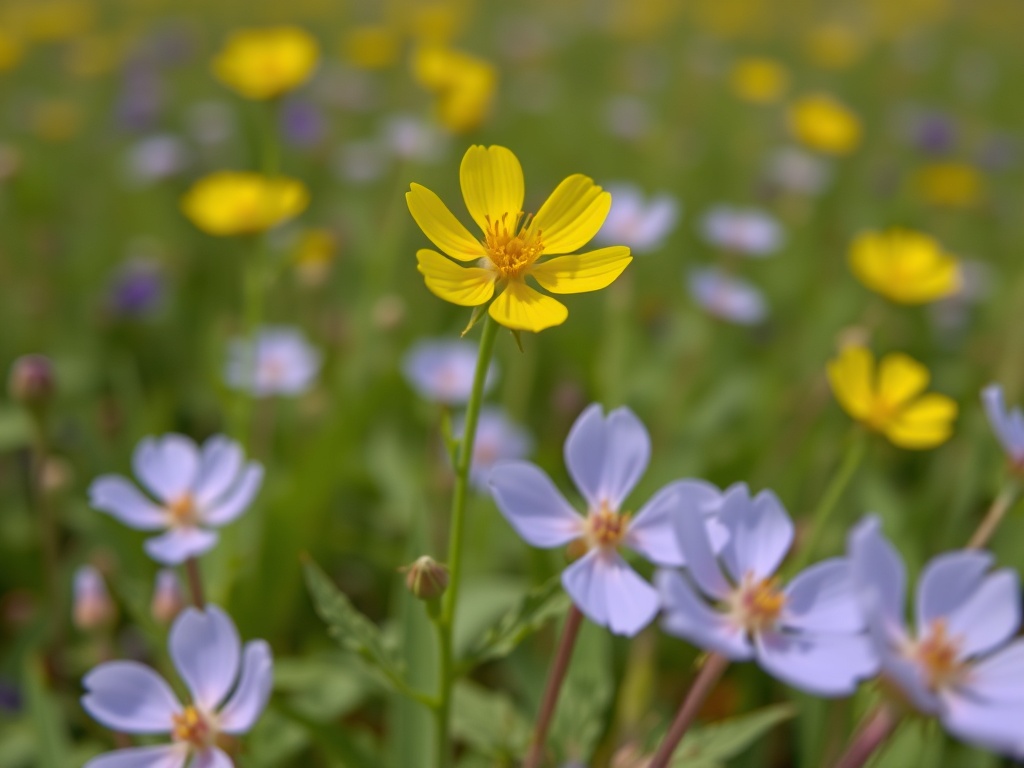 vivid description of St. John's Wort blooming in a field