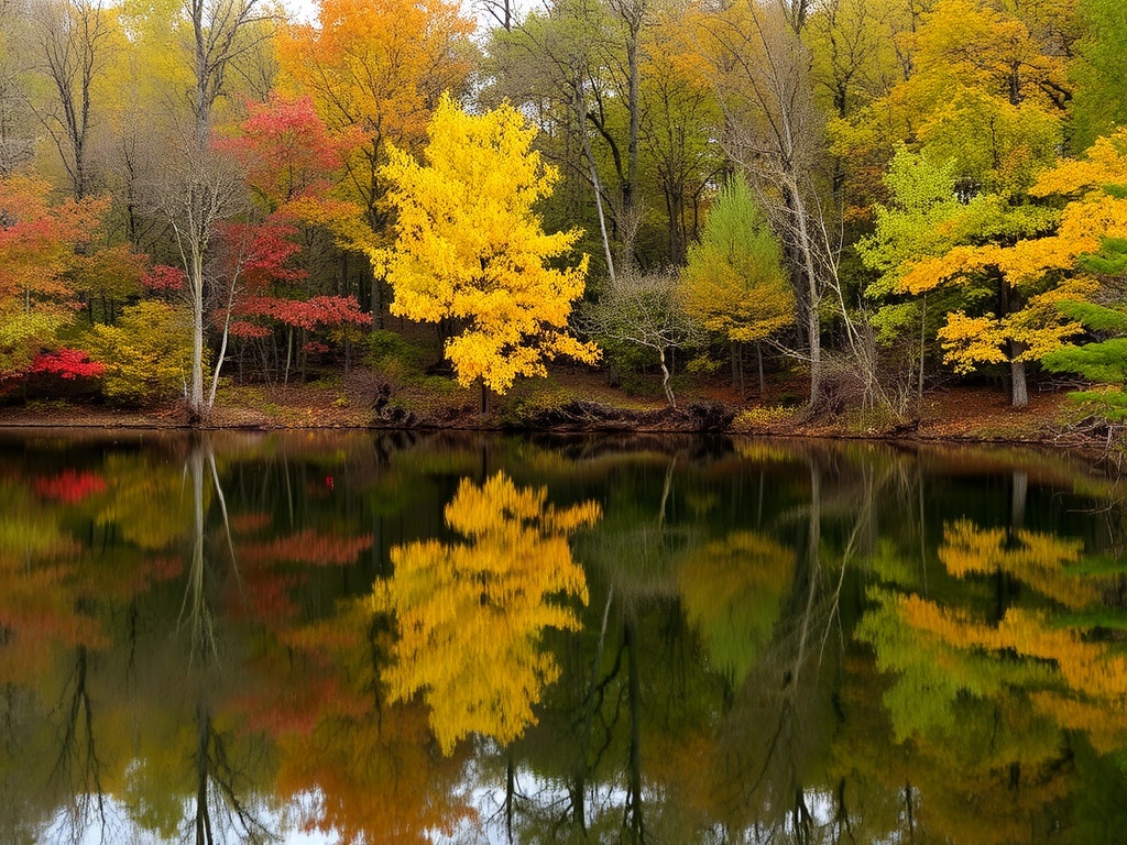 fairy lake newmarket walking trail peaceful water reflections autumn trees ontario calm