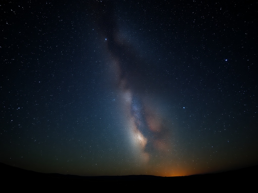 A Milky Way shot taken with a wide-angle lens, showing the expanse of stars in a dark night sky over a landscape.