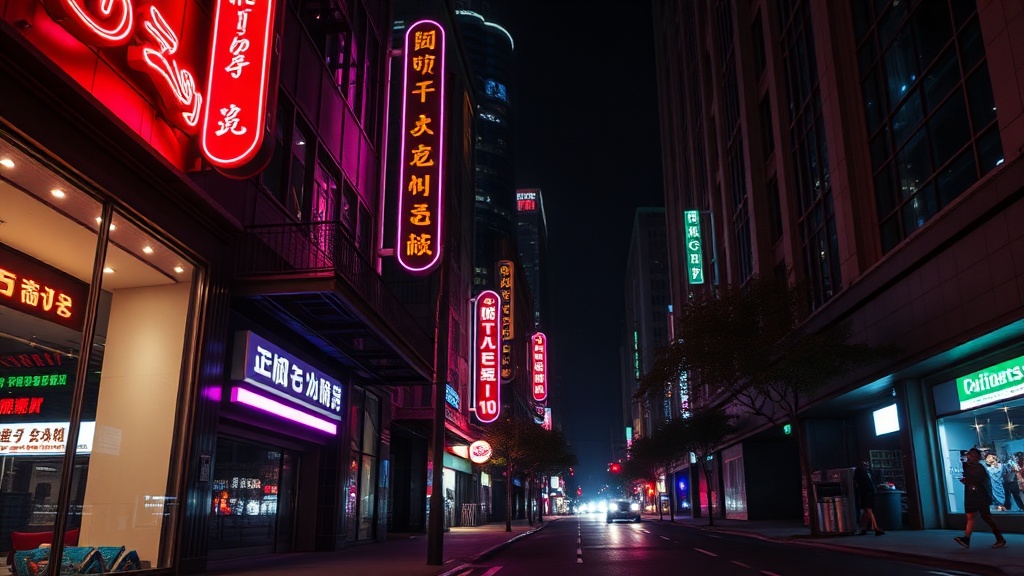 Balancing Neon and Shadow in the Modern Urban Night