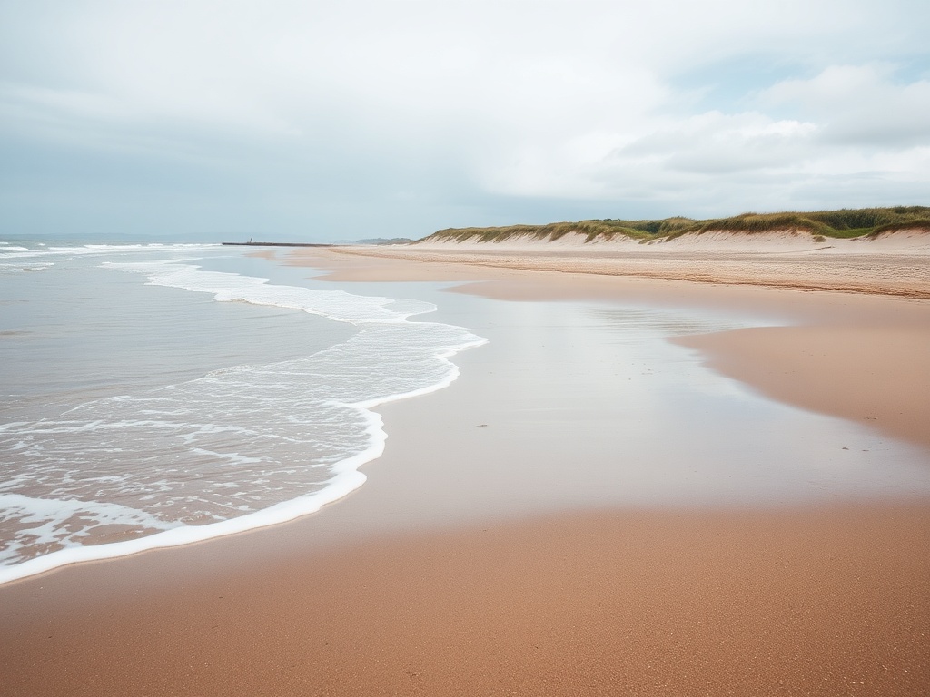 empty peaceful Norfolk County beach with soft waves and open space