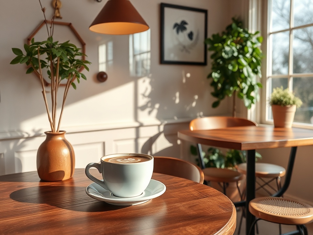 quiet cozy cafe in Norfolk County with coffee and relaxed morning atmosphere