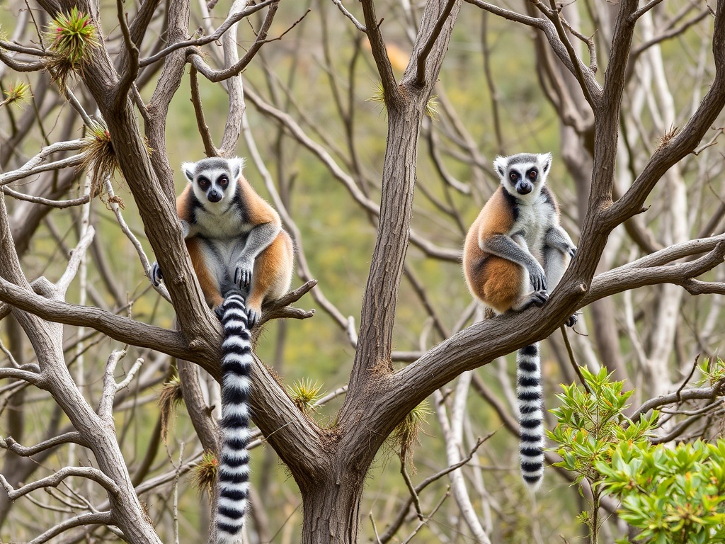 Lemurs perched on trees in Madagascar's unique spiny forests