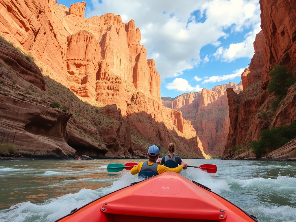 white water rafting through Grand Canyon, adventurous river trip