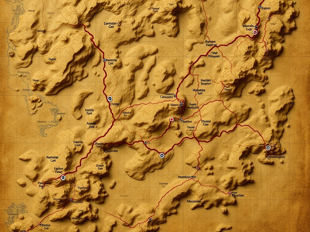 map with marked unique trails and hidden locations