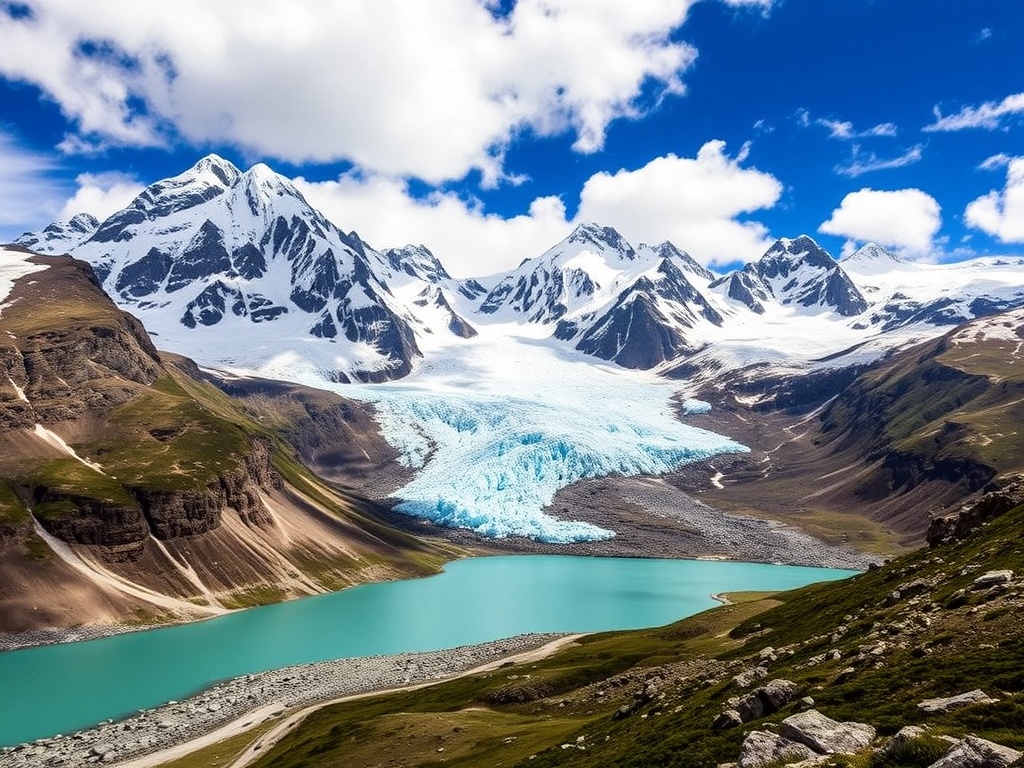 Patagonia's glaciers and mountains, with turquoise lakes beneath snow-capped peaks