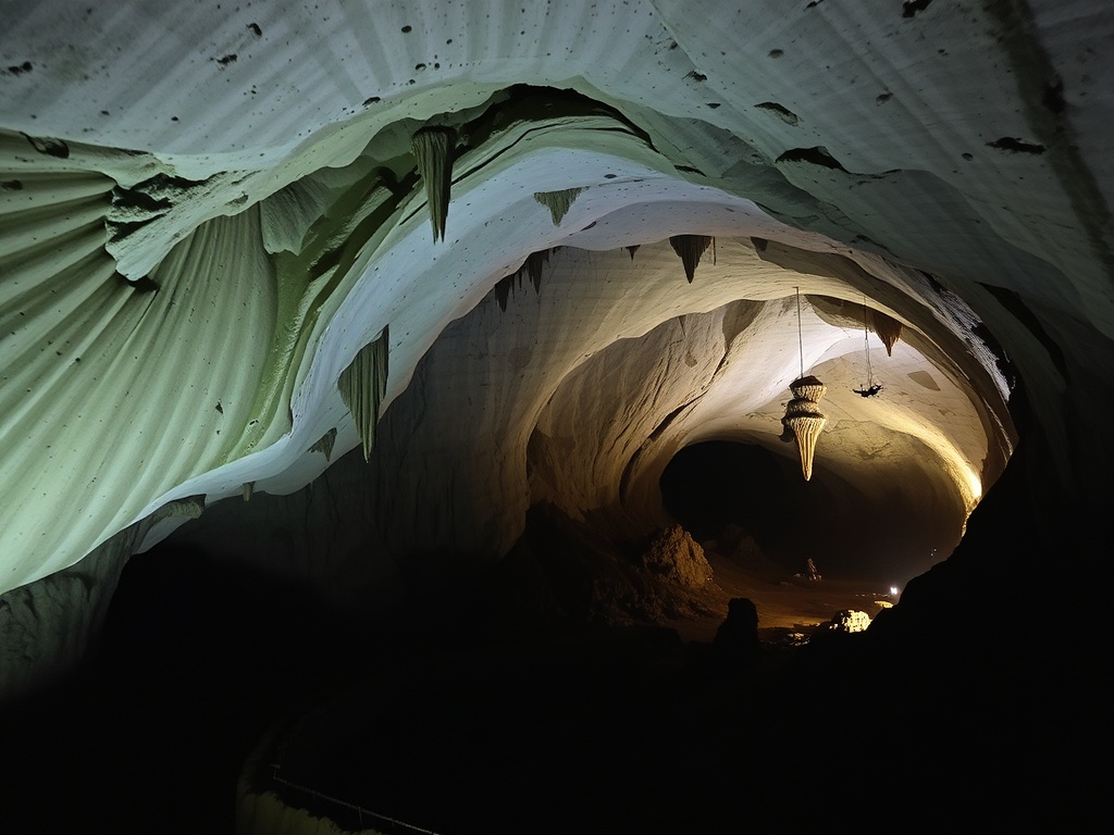 Vietnam's Son Doong Cave, with vast underground chambers and a river flowing through it