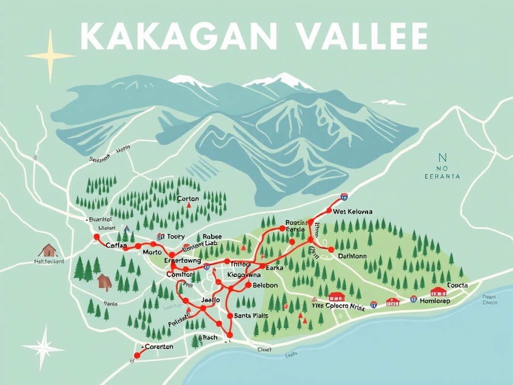 okanagan valley weekend map kelowna west kelowna naramata simple itinerary visual