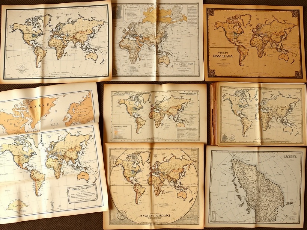 collection of different antique maps laid out showing variety in age and style, some rare pieces highlighted