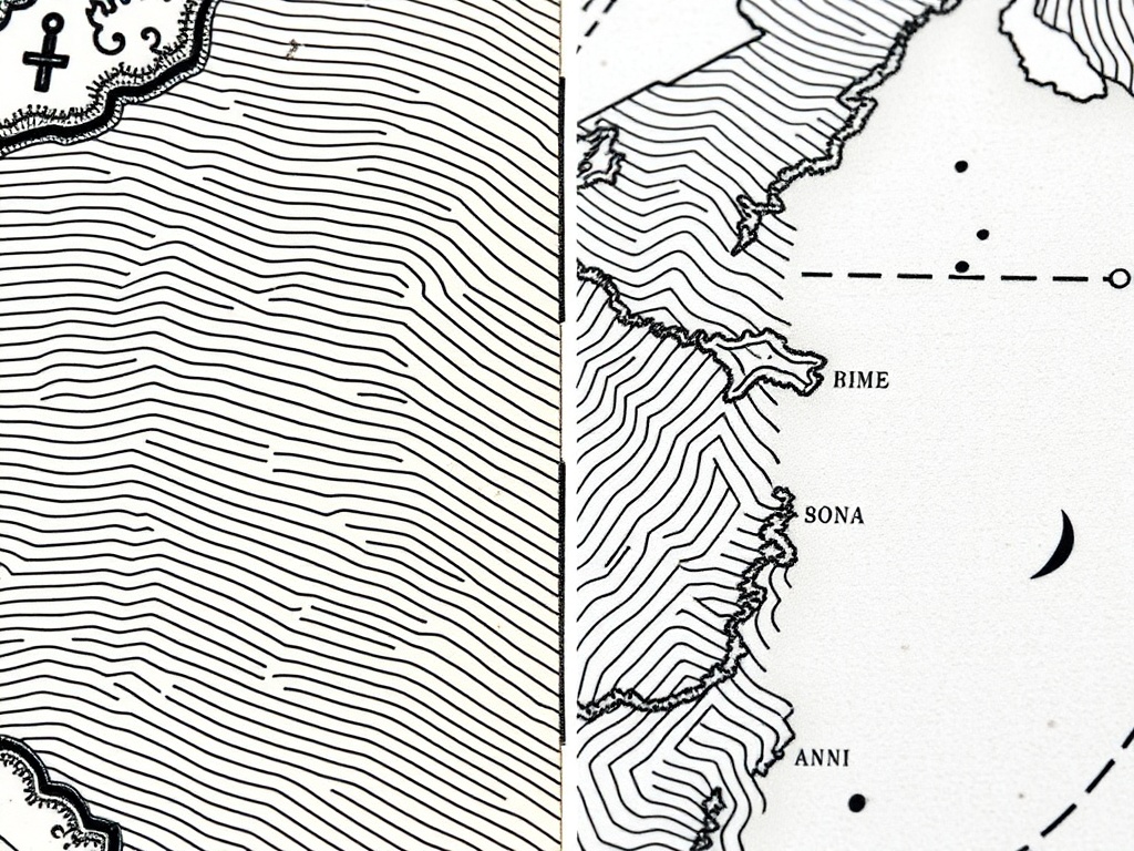 macro detail of engraved antique map lines with visible plate impression vs flat modern print comparison
