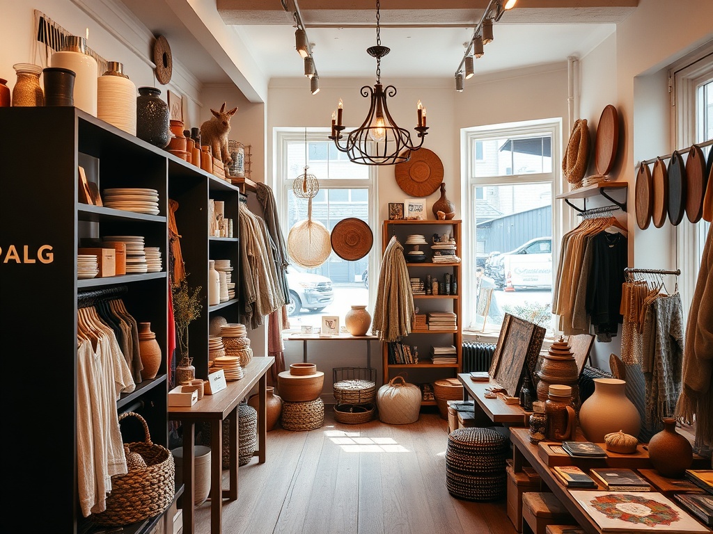 boutique shop old montreal handmade goods warm interior local artisans