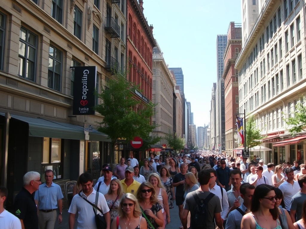 crowded tourist street old montreal summer busy contrast quiet alternative