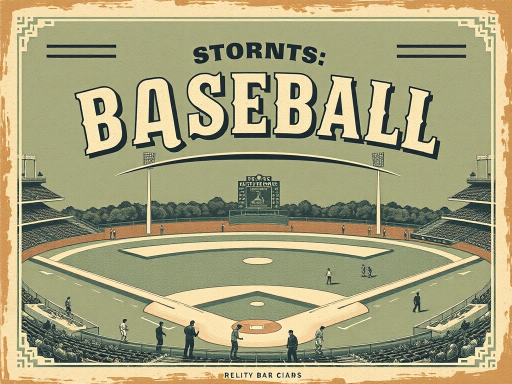 An old sports section featuring an iconic baseball game with vintage style typography