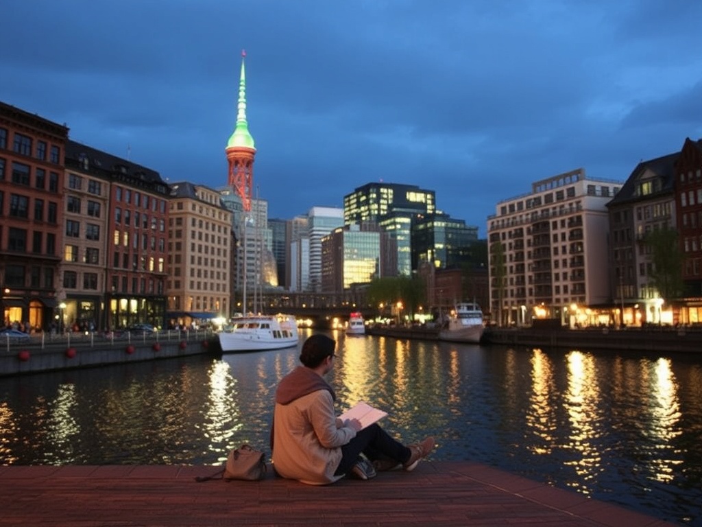 Old Port Montreal authentic local perspective candid moment person sitting by river journaling quiet reflective scene