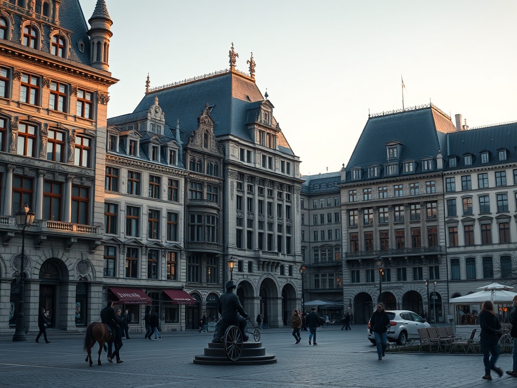 Place Royale Quebec early morning soft light historic stone buildings quiet square no crowds cinematic