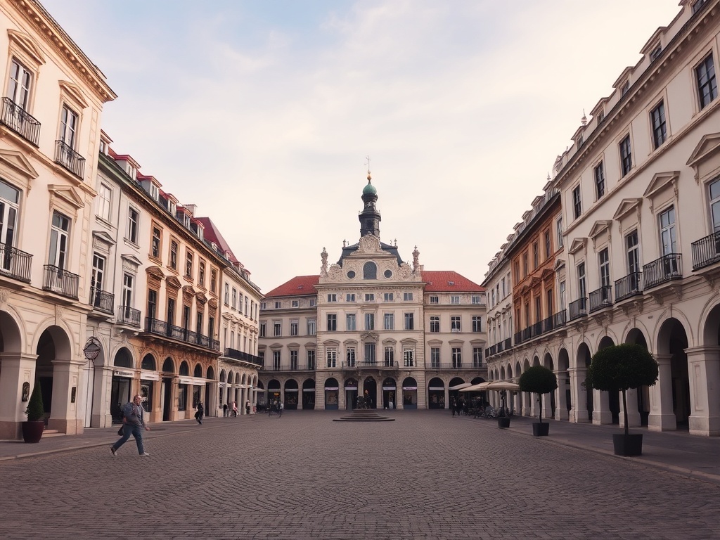 a cobbled square with colonial French architecture in Place Royale