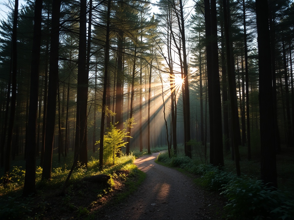 forest trail in Oro-Medonte with soft natural light and quiet atmosphere