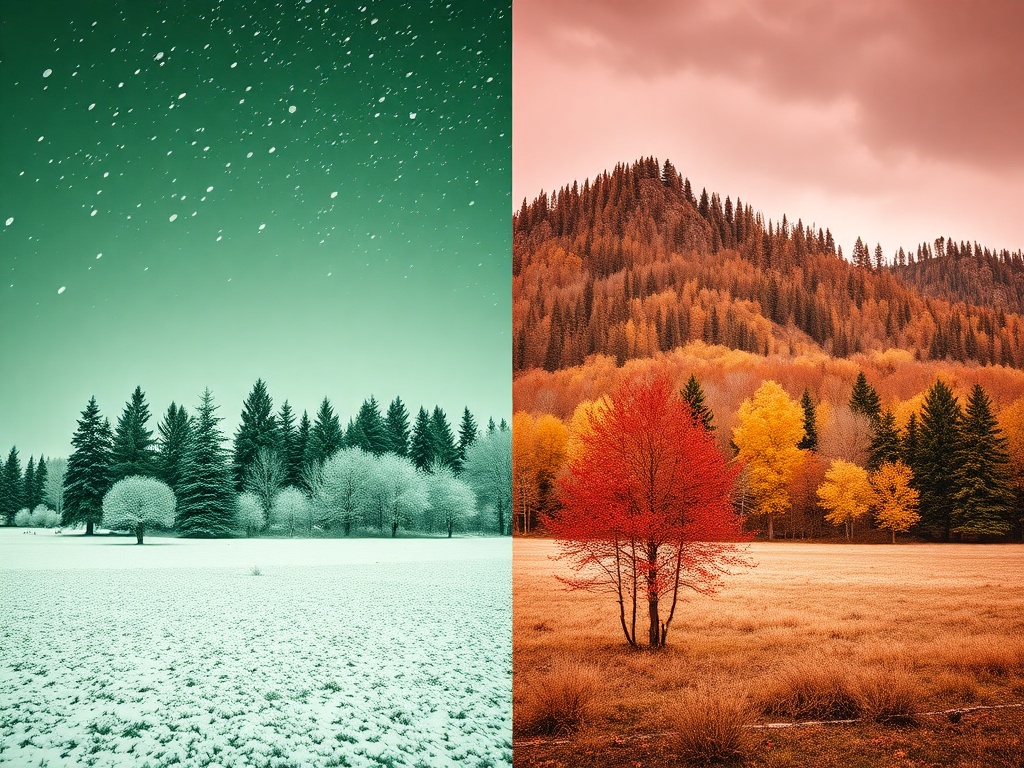 seasonal contrast collage Oro-Medonte winter snow summer green fall colors