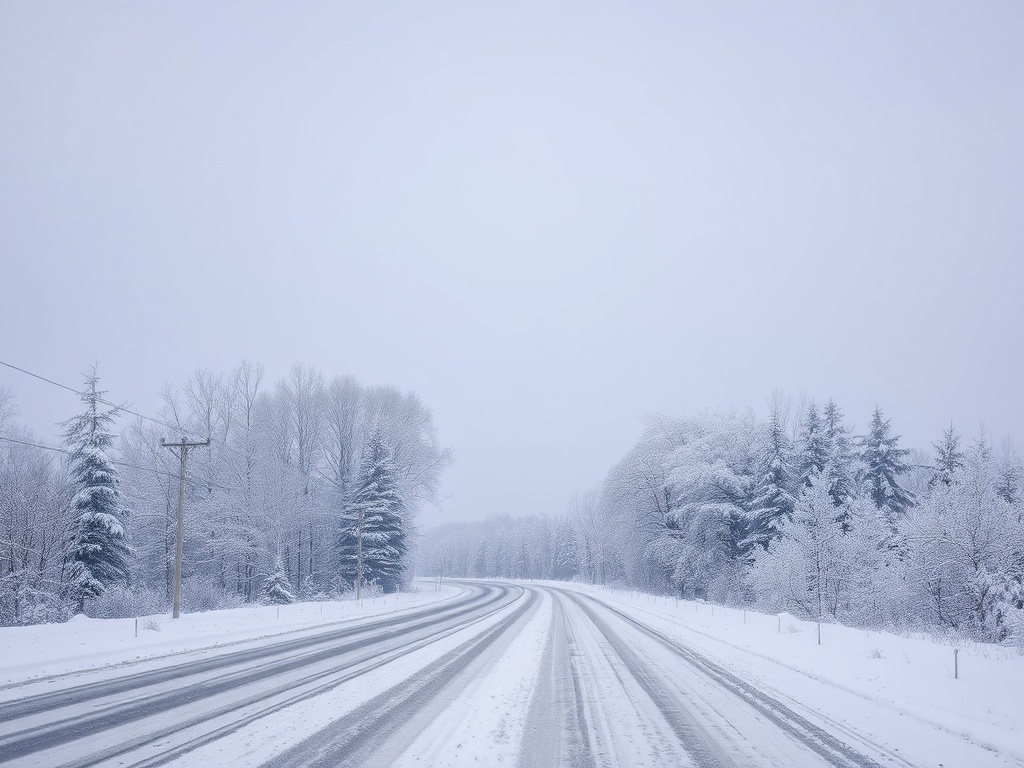 snowy rural Ontario road winter Oro-Medonte quiet landscape snow covered trees