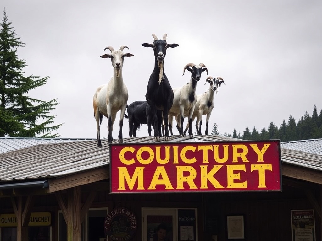 Coombs Old Country Market goats on roof quirky roadside attraction Vancouver Island