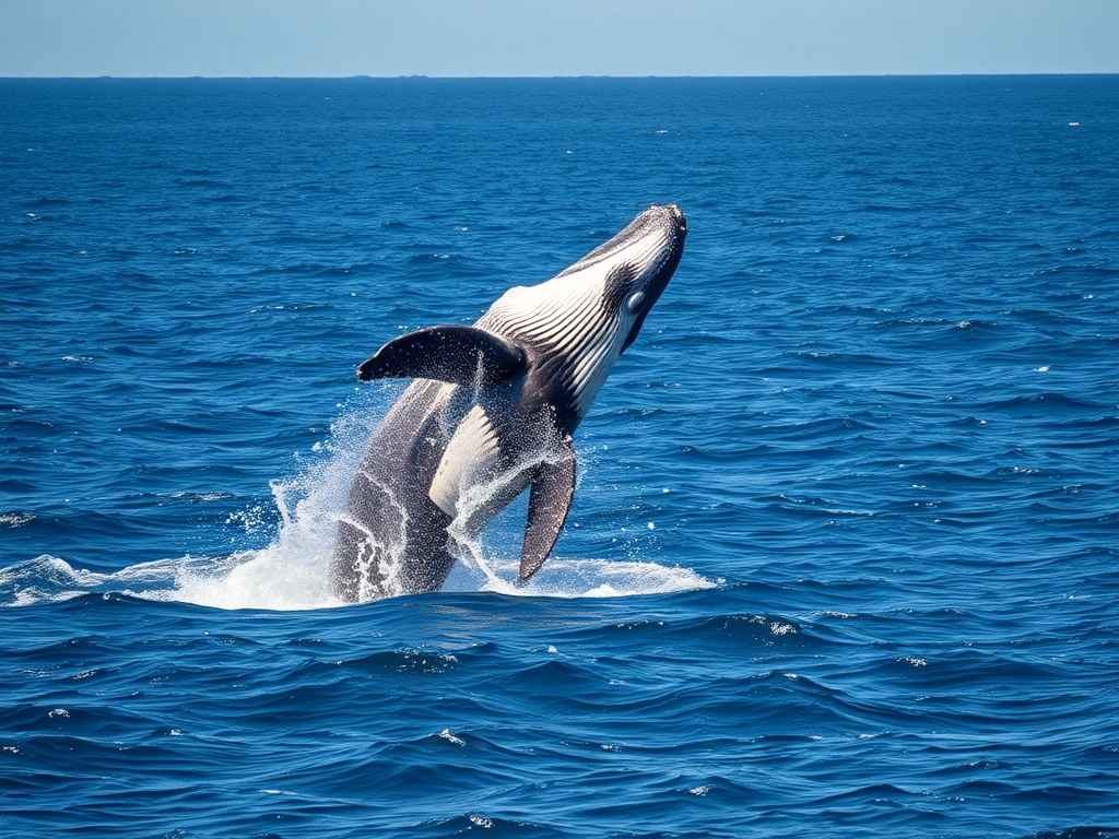 vivid description of a whale breaching the surface of the ocean