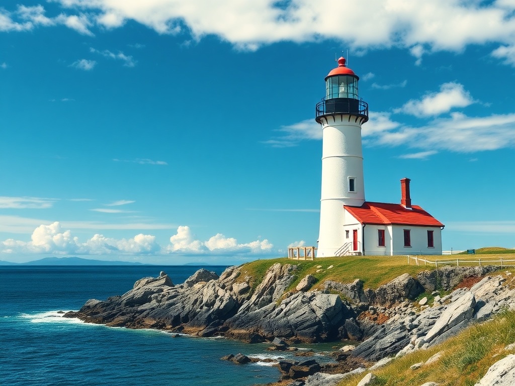 vivid description of Peggy's Cove Lighthouse