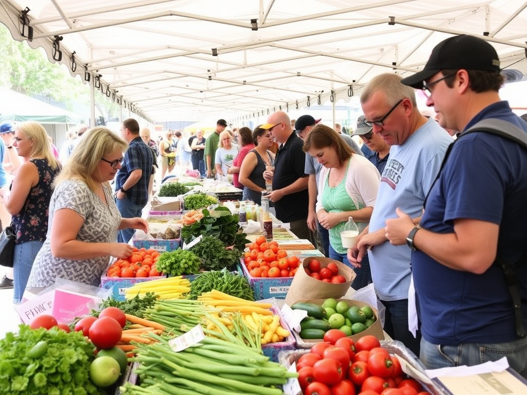 people enjoying local foods at Penticton Farmers Market