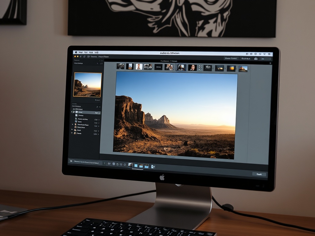 A computer screen showing a photo being edited in Adobe Lightroom
