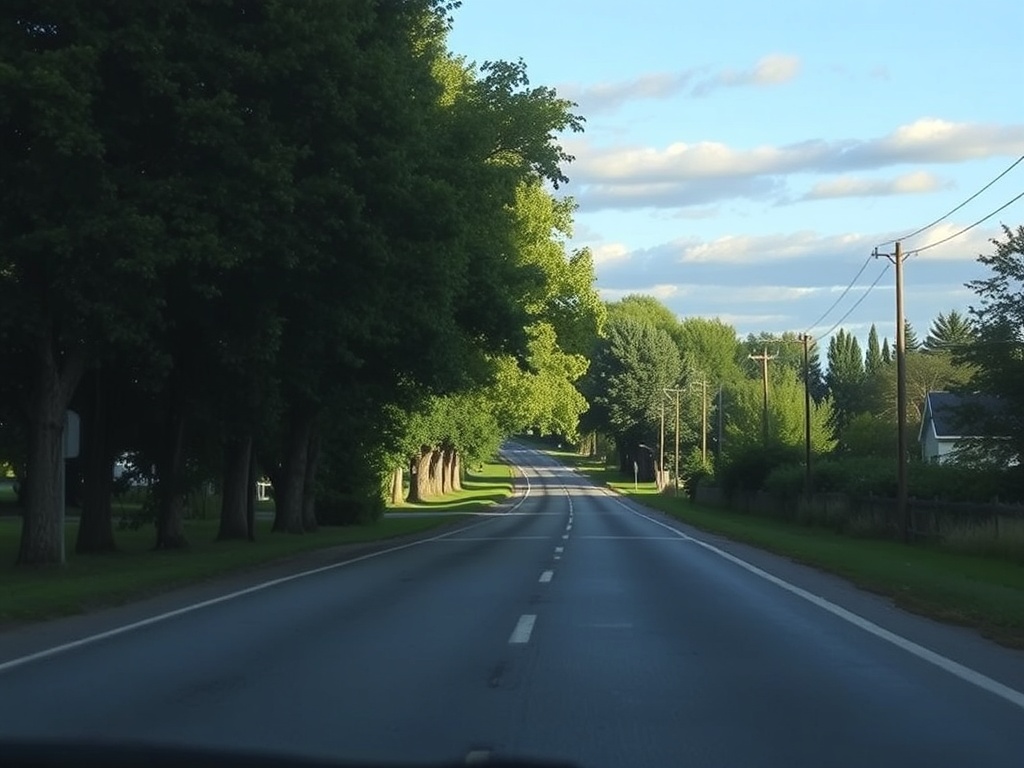 scenic drive near Pickering Ontario, open road, trees, suburban to rural transition