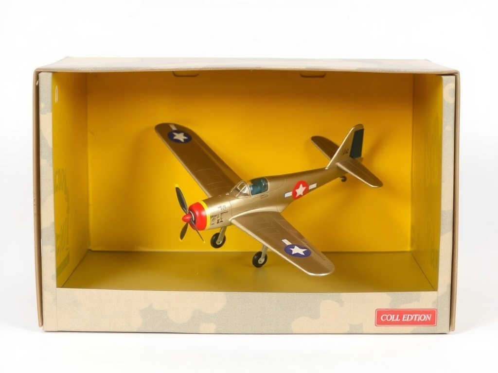 first edition airplane model box labeled early production run, collector focus