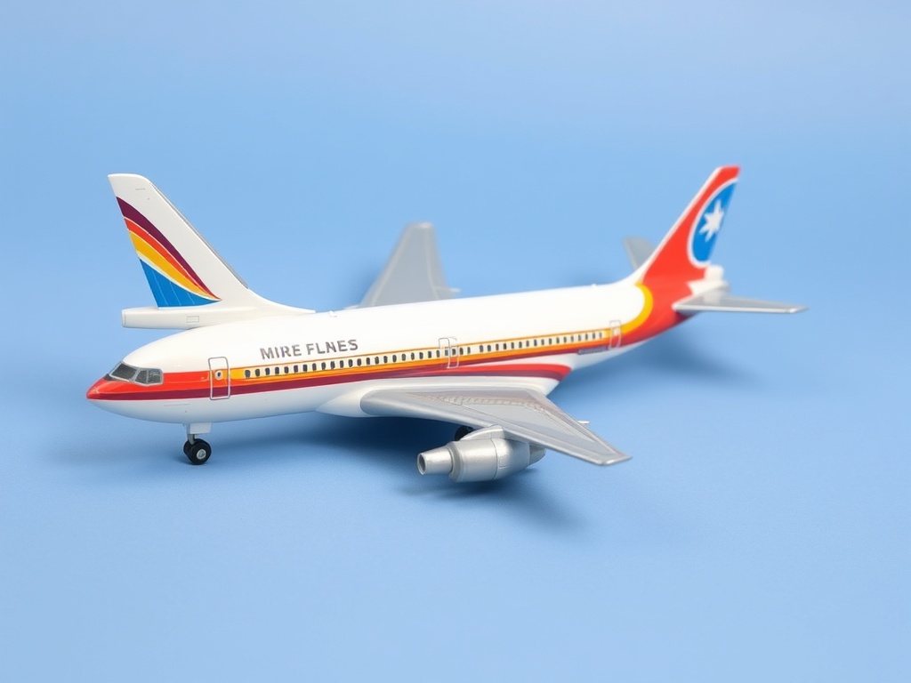 vintage airline livery airplane model bright retro colors 1980s commercial aviation collectible