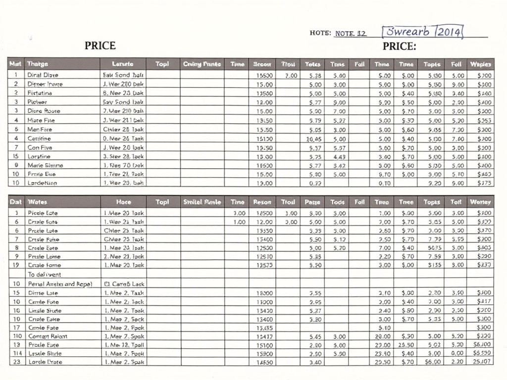 collector spreadsheet tracking Disney collectibles with prices, notes, and organized data