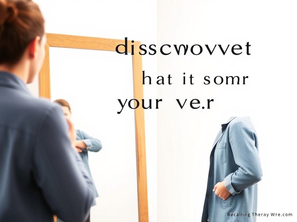 A person standing in front of a mirror, looking confidently at their reflection, symbolizing self-discovery and finding their unique voice.