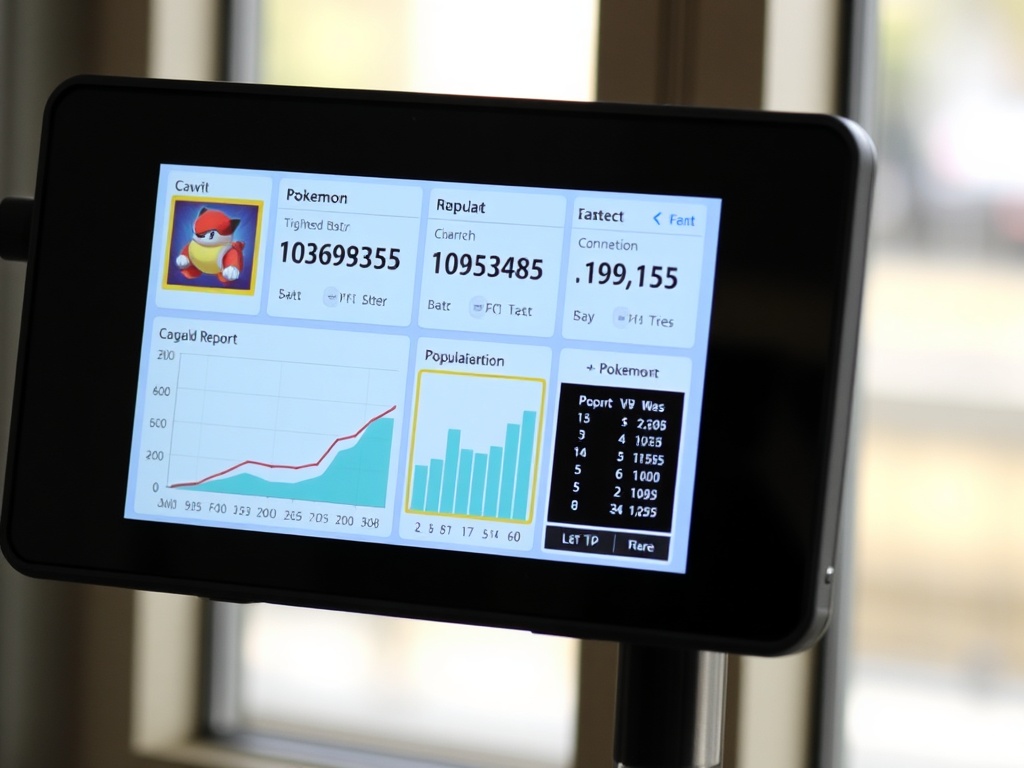 digital screen displaying psa population report charts with pokemon card data and graphs